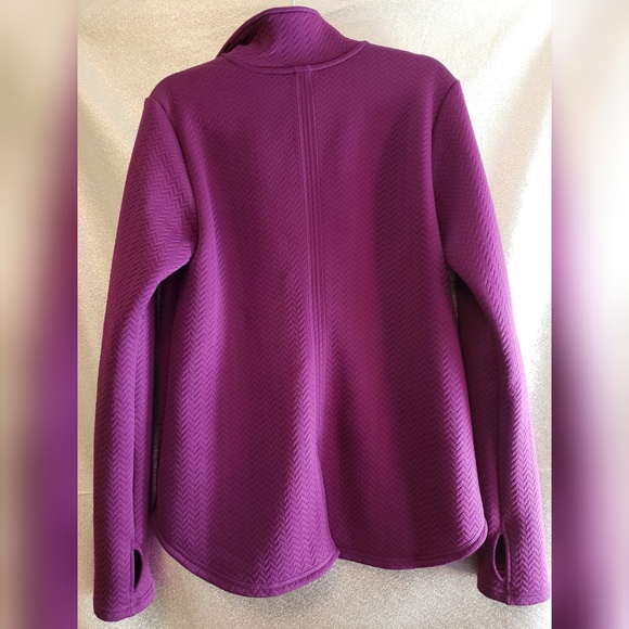 Puma Quilted Knit Sweat Jacket Large Purple Hi Low - Picture 6 of 7
